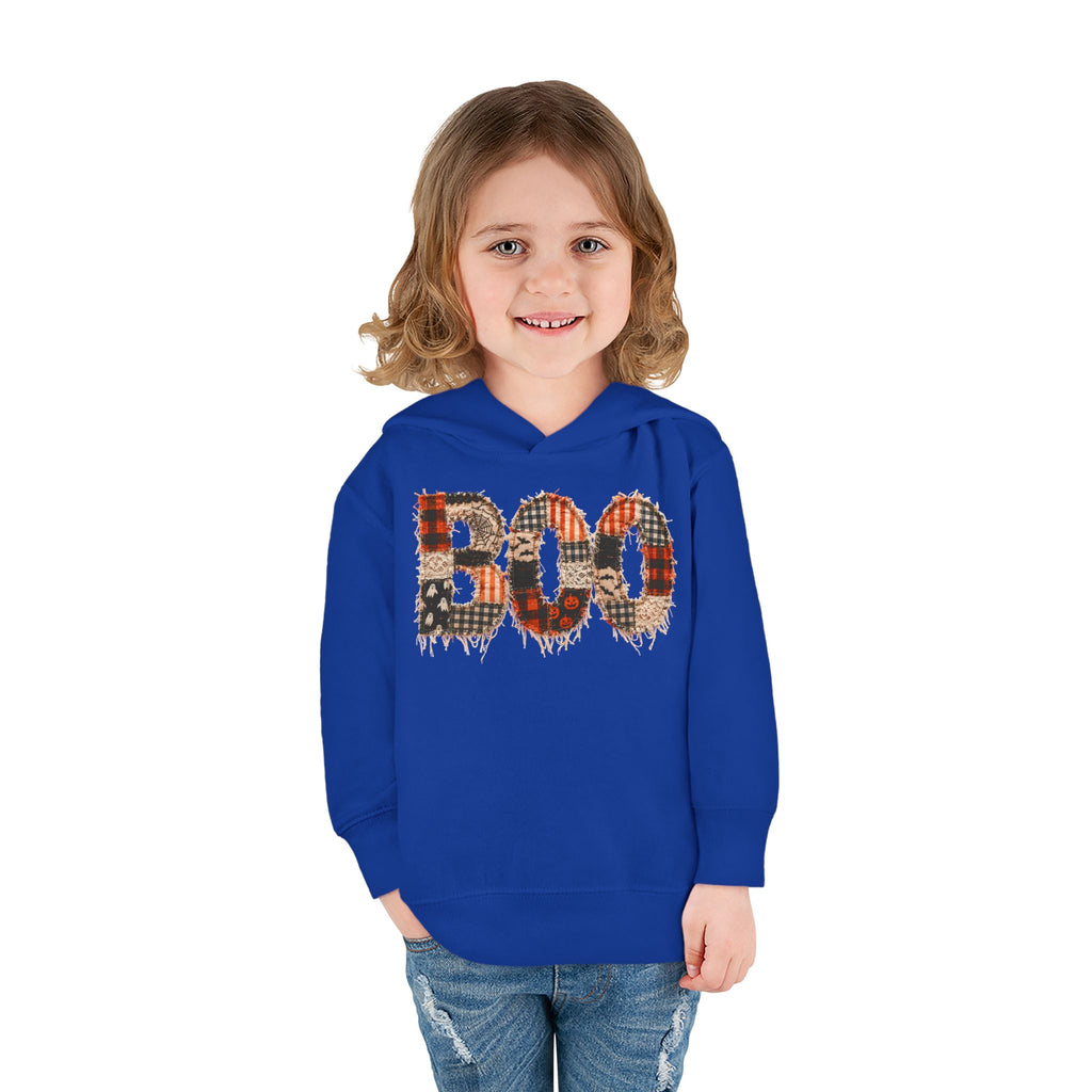 Toddler Hoodie - "BOO" Plaid Halloween Pullover