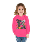 Toddler Hoodie — Halloween Custom Initial Pullover (Witch Hat, Pumpkin & Ghosts)