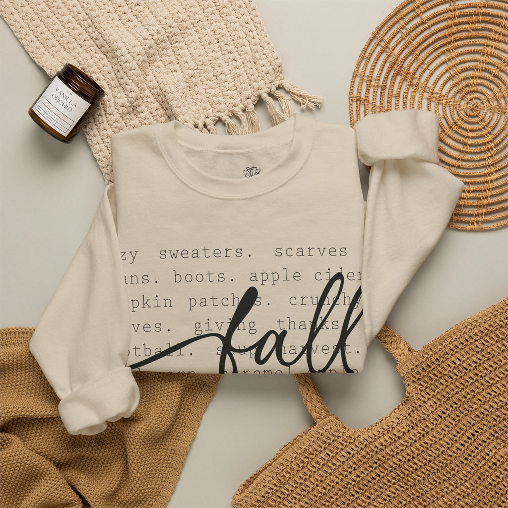 Fall Script Graphic / Cozy Autumn Words Design - Pullover Sweatshirt