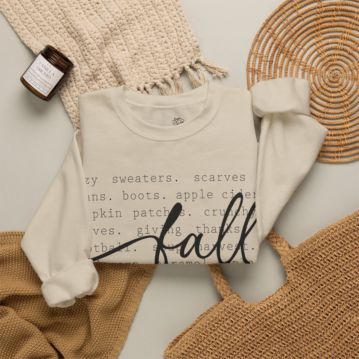 Fall Script Graphic / Cozy Autumn Words Design - Pullover Sweatshirt