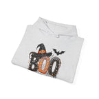 'BOO' Witch Hat, Bat & Spiderweb Graphic - Halloween Hoodie