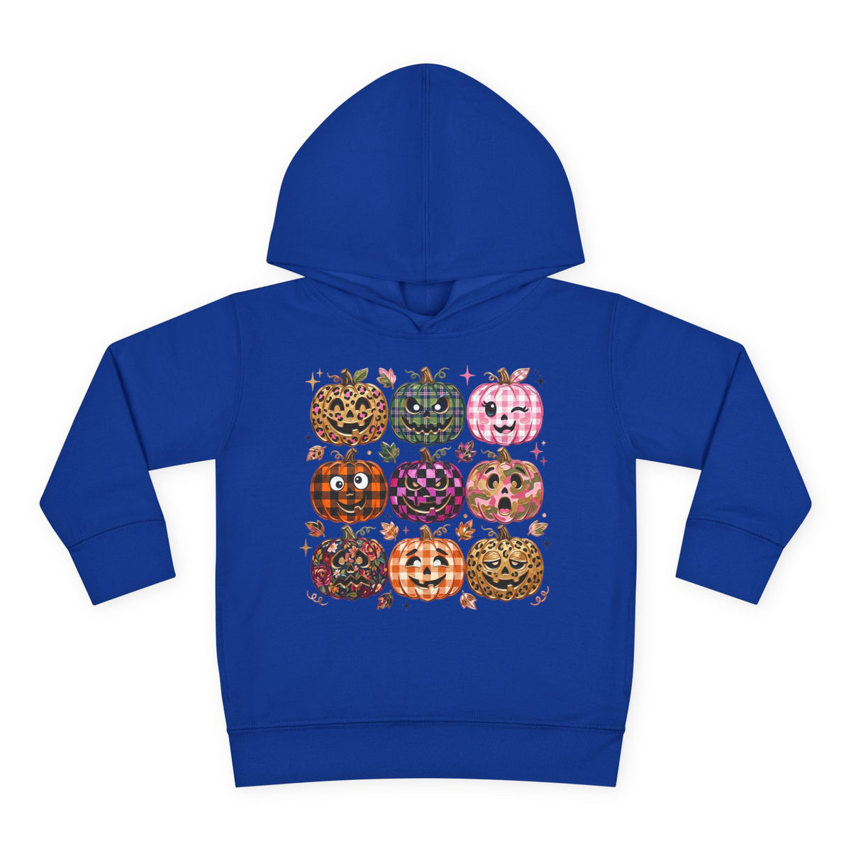 Toddler Halloween Pumpkin Hoodie — Colorful Patterned Jack-O’-Lanterns