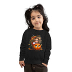 Toddler Sweatshirt — Cute Halloween Pumpkin Witch Girl Fall Crewneck