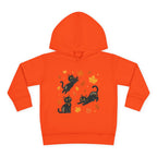 Toddler Hoodie — Playful Black Cats with Falling Autumn Leaves