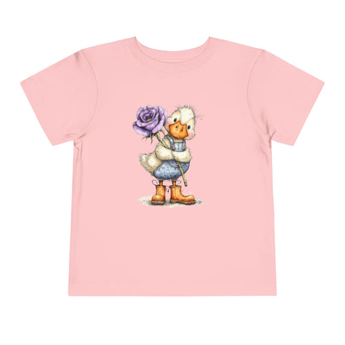 Cute Duckling Toddler Tee - Purple Rose Illustration