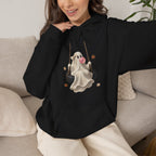 Cute Bubblegum Ghost on a Swing - Halloween Hoodie