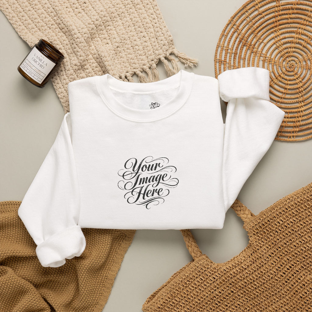 EMBROIDERED Custom Image (Light Colors/Shades) Pullover Sweatshirts