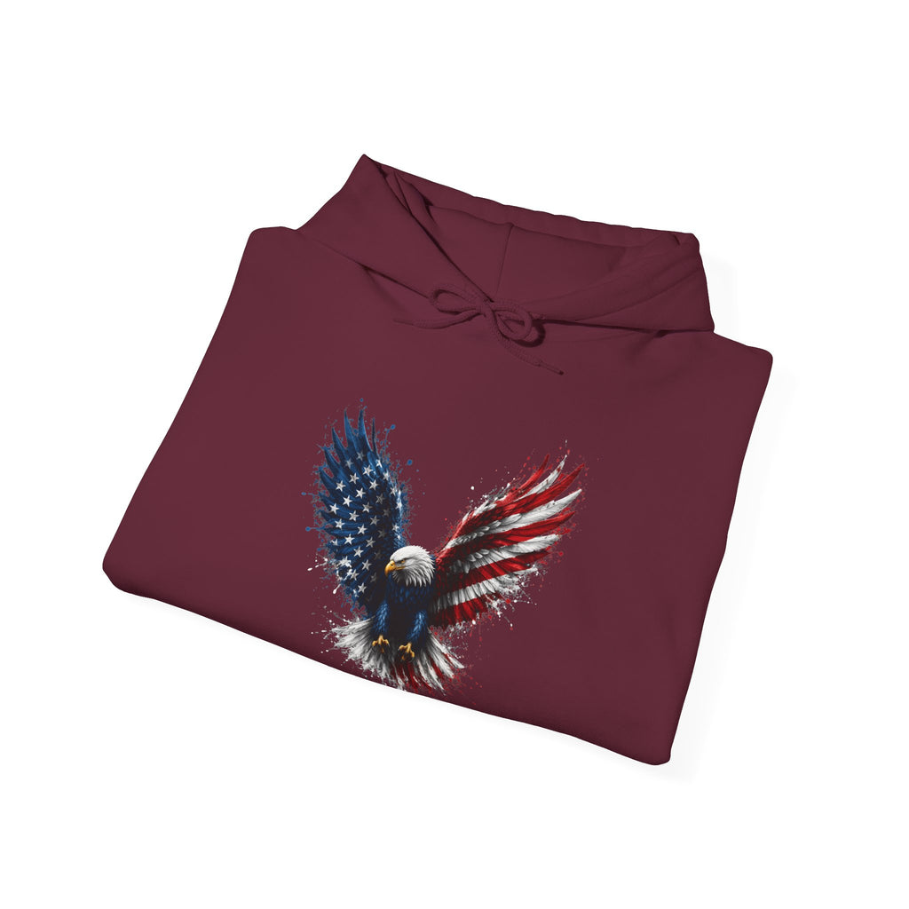 Patriotic American Flag Bald Eagle Graphic - Cozy Hoodie