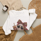 Leopard Bow Ghost/Pumpkins Graphic -  Pullover Sweatshirt