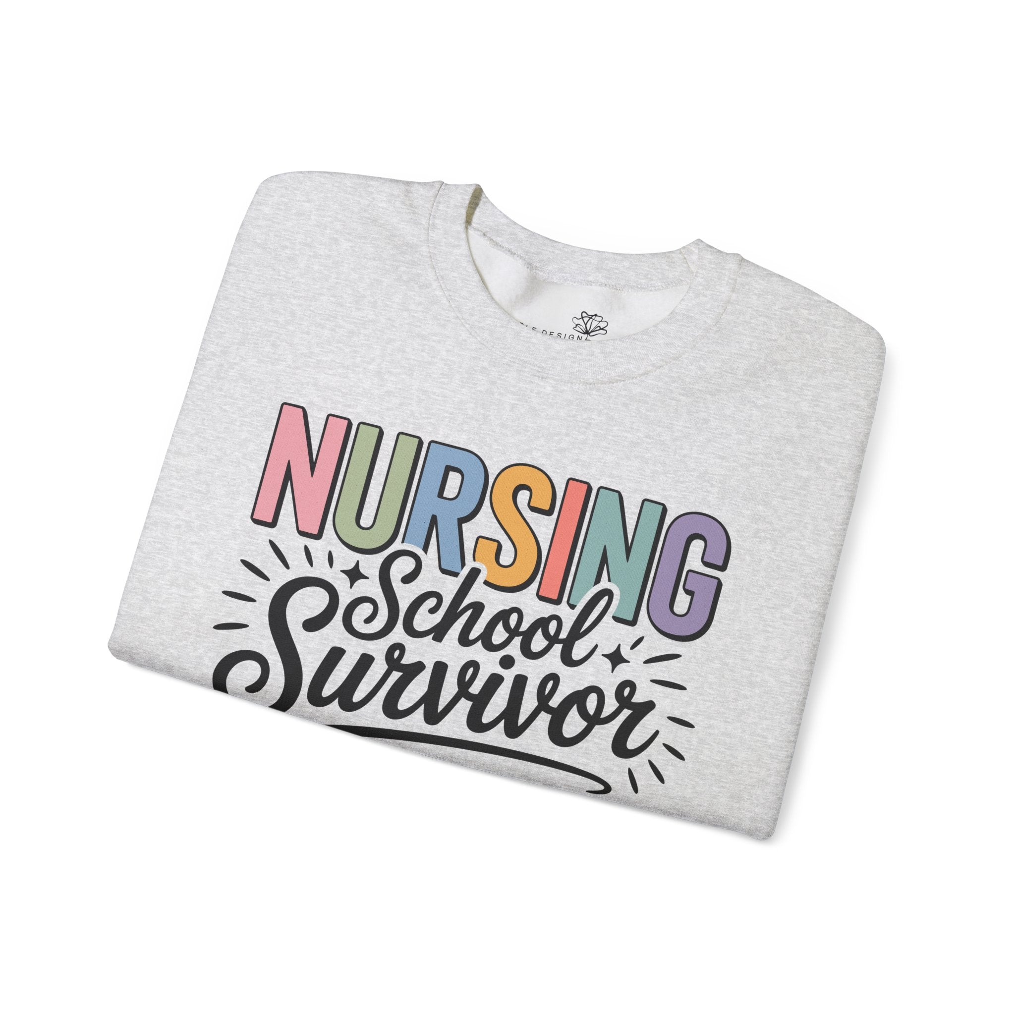 Nursing School Survivor Sweatshirt — Cozy Crewneck for Nursing Students & Graduates