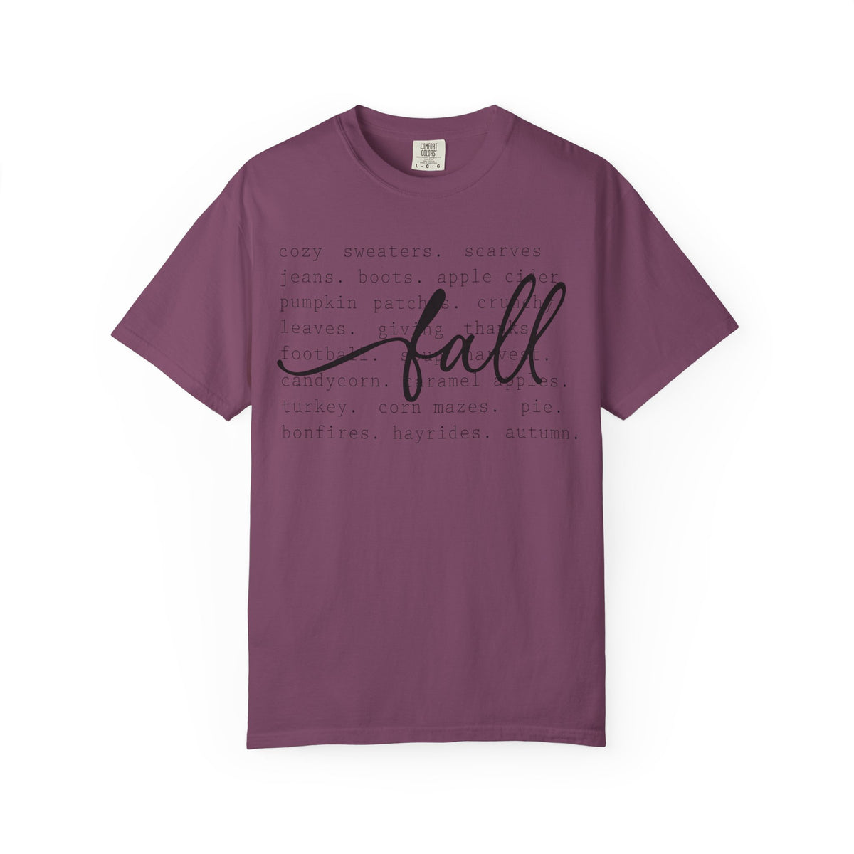 Fall Comfort Colors Graphic T-Shirt — Casual Script Autumn Tee