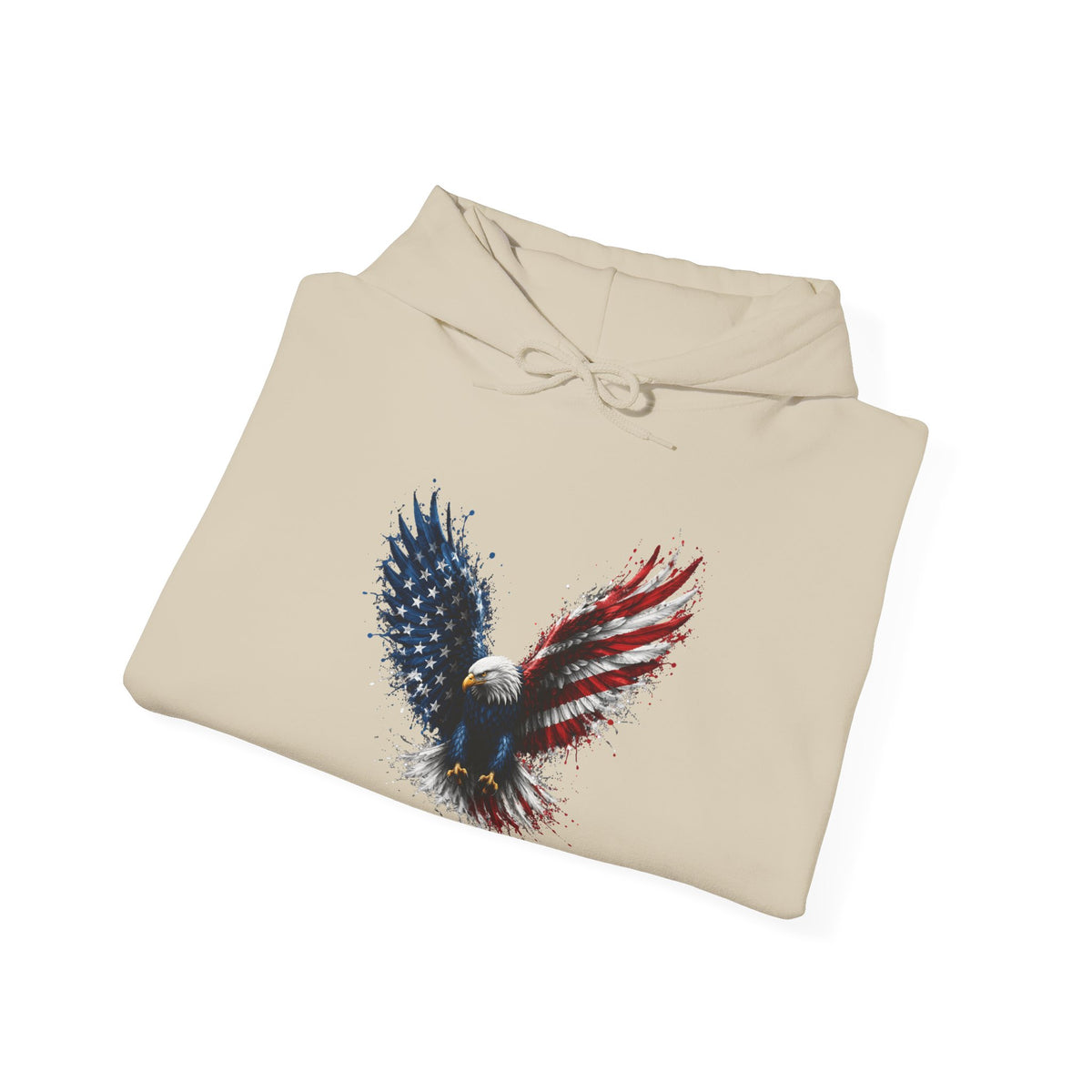 Patriotic American Flag Bald Eagle Graphic - Cozy Hoodie