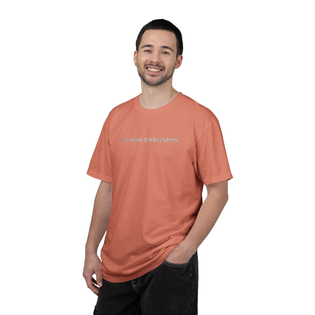 EMBROIDERED Custom Text Comfort Colors Unisex (Dark Colors/Shades) T-Shirt
