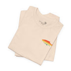 Fish Icon Tee — Small Rainbow Fish Chest Graphic T-Shirt