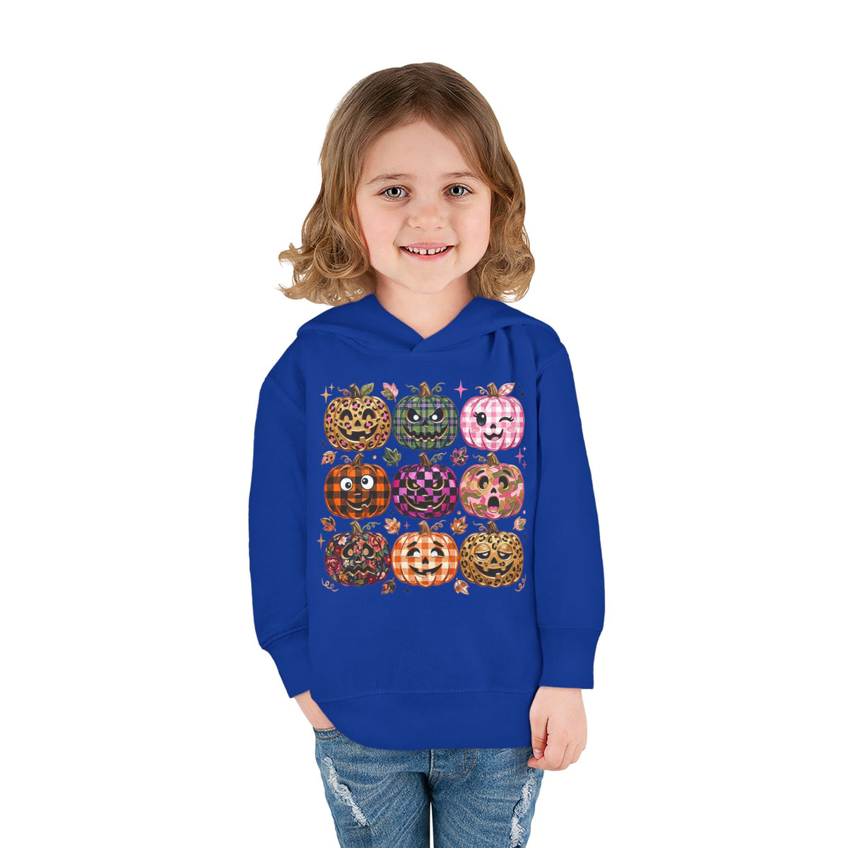 Toddler Halloween Pumpkin Hoodie — Colorful Patterned Jack-O’-Lanterns