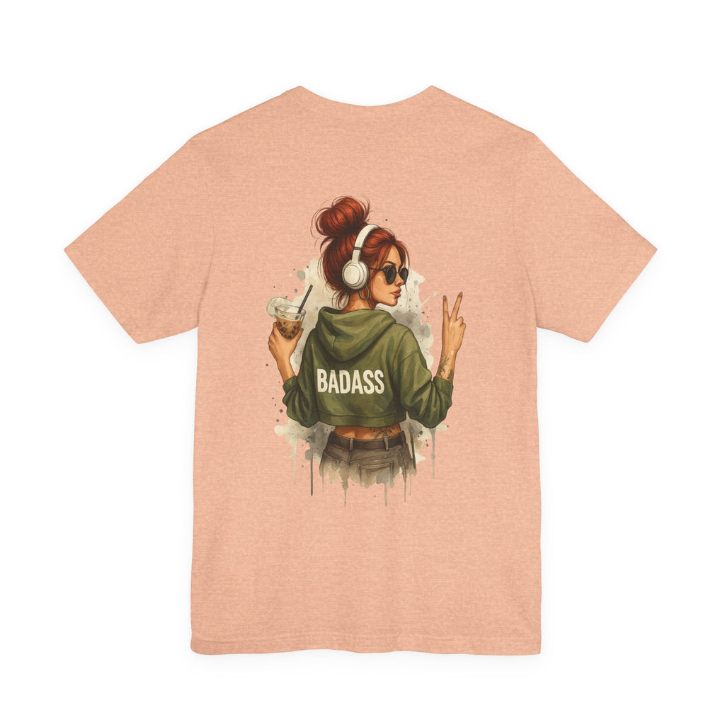 Badass Girl Graphic Tee — Peace Sign Back Print