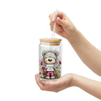 Floral Teddy "Mom Day" 16oz Sipper Glass