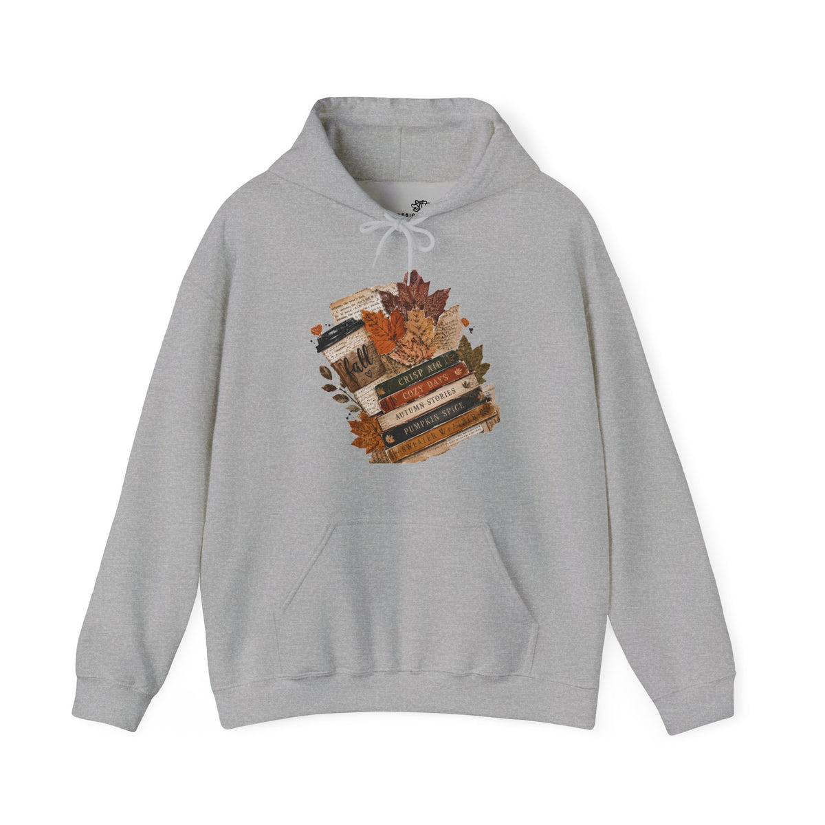 Autumn Bookstack — Cozy Fall Hoodie (Leaves & ‘Read More Books’ Design)