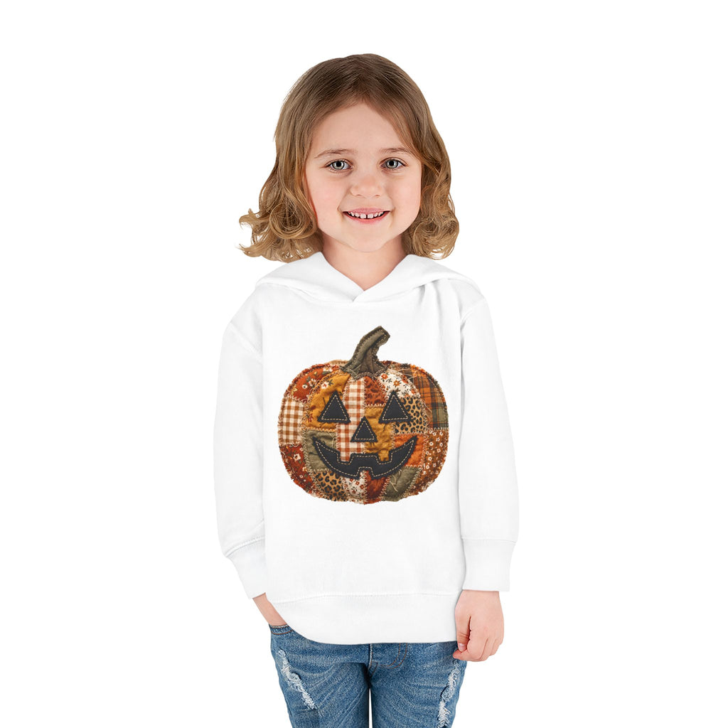Toddler Halloween Pumpkin Hoodie — Patchwork Jack-O'-Lantern Pullover