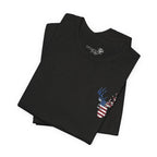 Patriotic Deer Head Graphic Tee — Red White & Blue Double-Sided Hunting Shirt | S–3XL