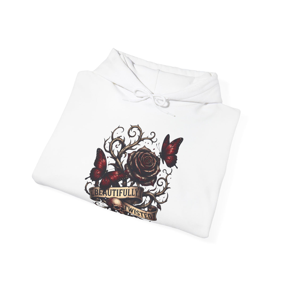 Beautifully Twisted Rose & Butterfly Graphic -  Cozy Hoodie
