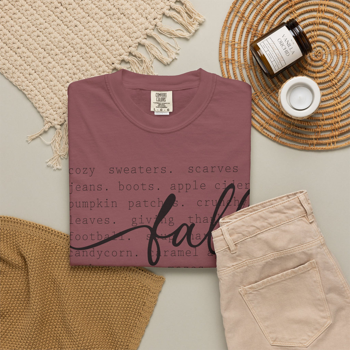 Fall Comfort Colors Graphic T-Shirt — Casual Script Autumn Tee