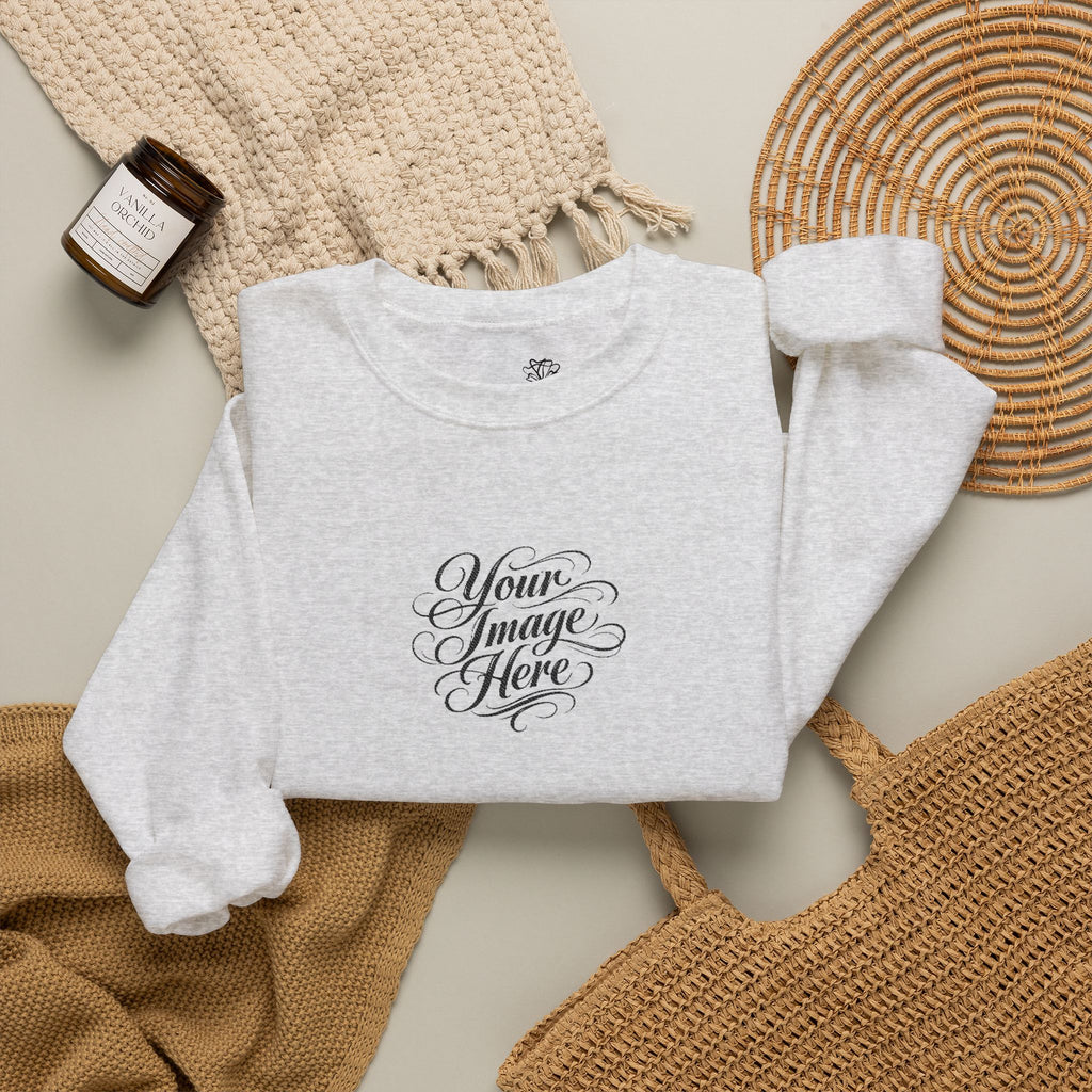 EMBROIDERED Custom Image (Light Colors/Shades) Pullover Sweatshirts