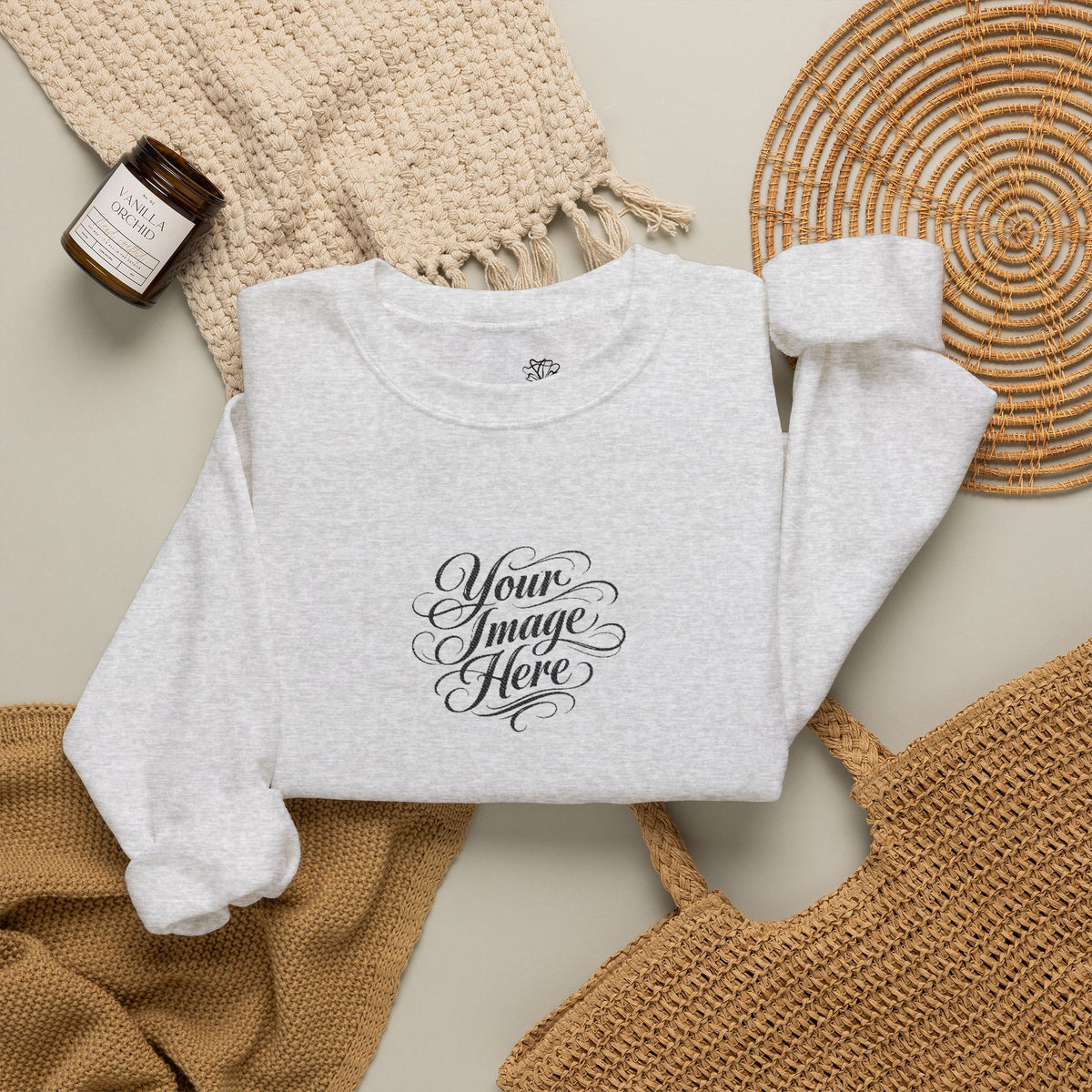 EMBROIDERED Custom Image (Light Colors/Shades) Pullover Sweatshirts