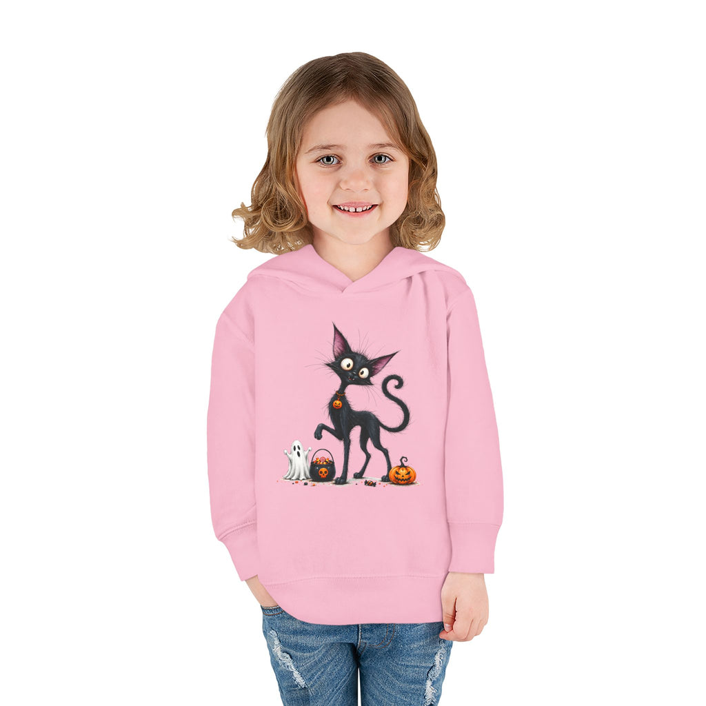Toddler Halloween Cat Hoodie – Cute Black Kitty with Pumpkins Pullover