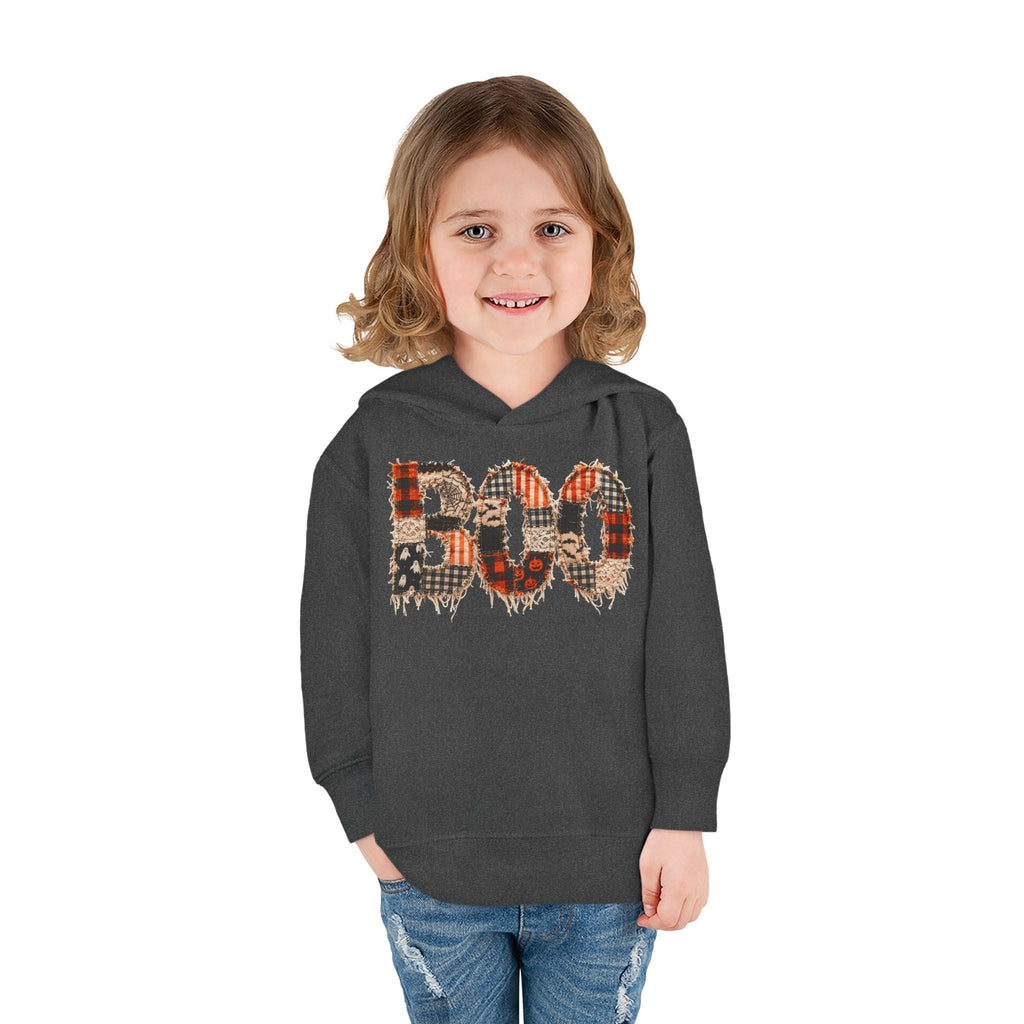 Toddler Hoodie - "BOO" Plaid Halloween Pullover