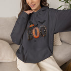 'BOO' Witch Hat, Bat & Spiderweb Graphic - Halloween Hoodie