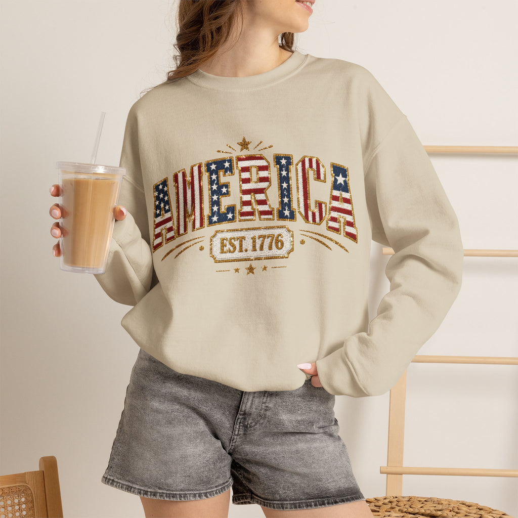 America 250th Anniversary Crewneck Sweatshirt — Patriotic Women’s Gift | S–3XL