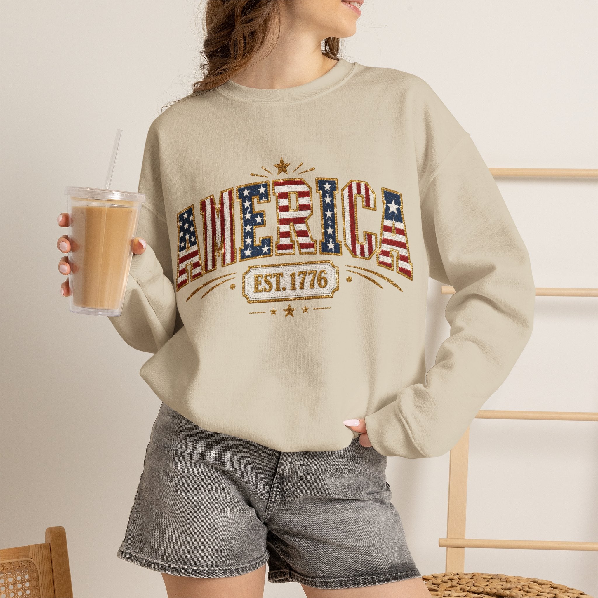 America 250th Anniversary Crewneck Sweatshirt — Patriotic Women’s Gift | S–3XL