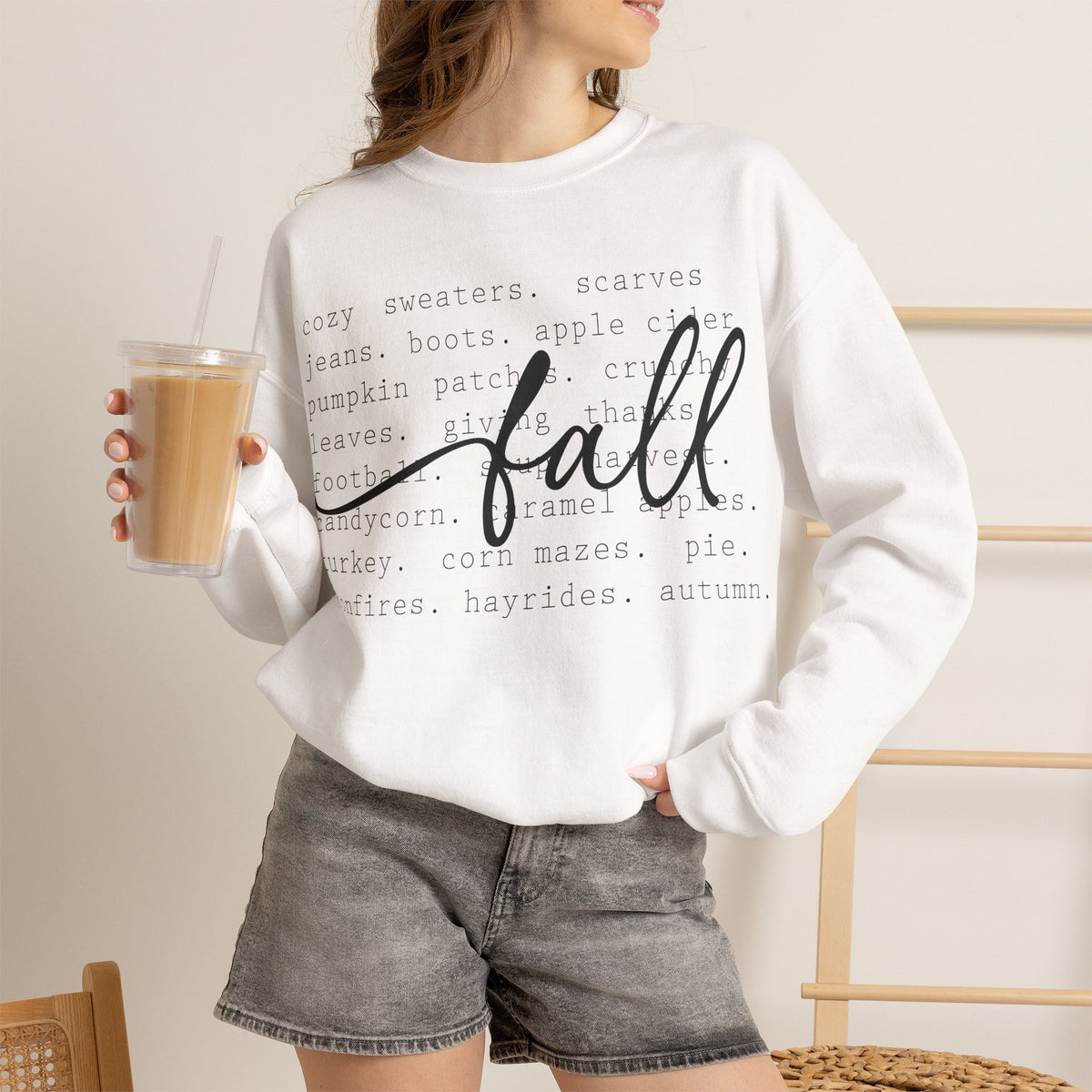 Fall Script Graphic / Cozy Autumn Words Design - Pullover Sweatshirt