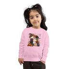 Kids Halloween Custom Initial Sweatshirt — Patchwork Pumpkin Witch Hat Design