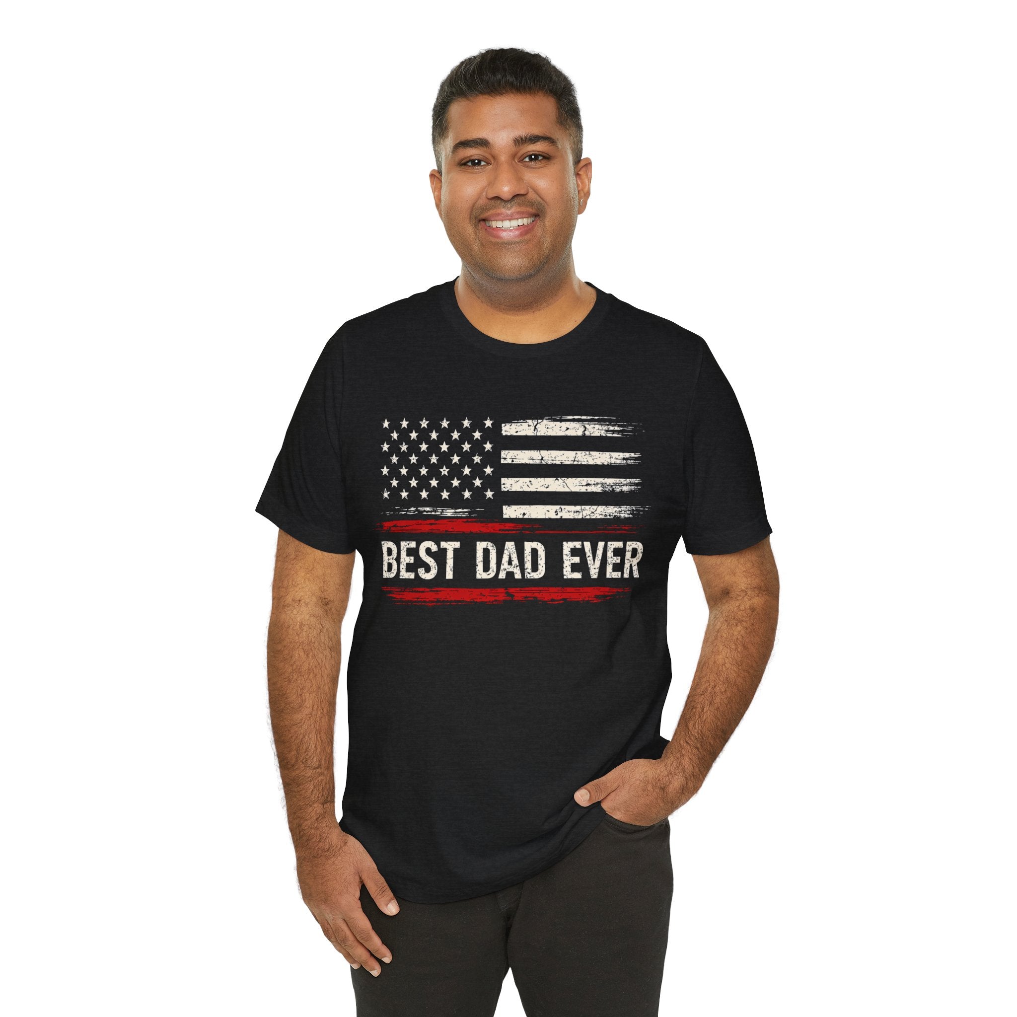 Best Dad Ever — American Flag T-Shirt | Vintage Patriotic Dad Tee