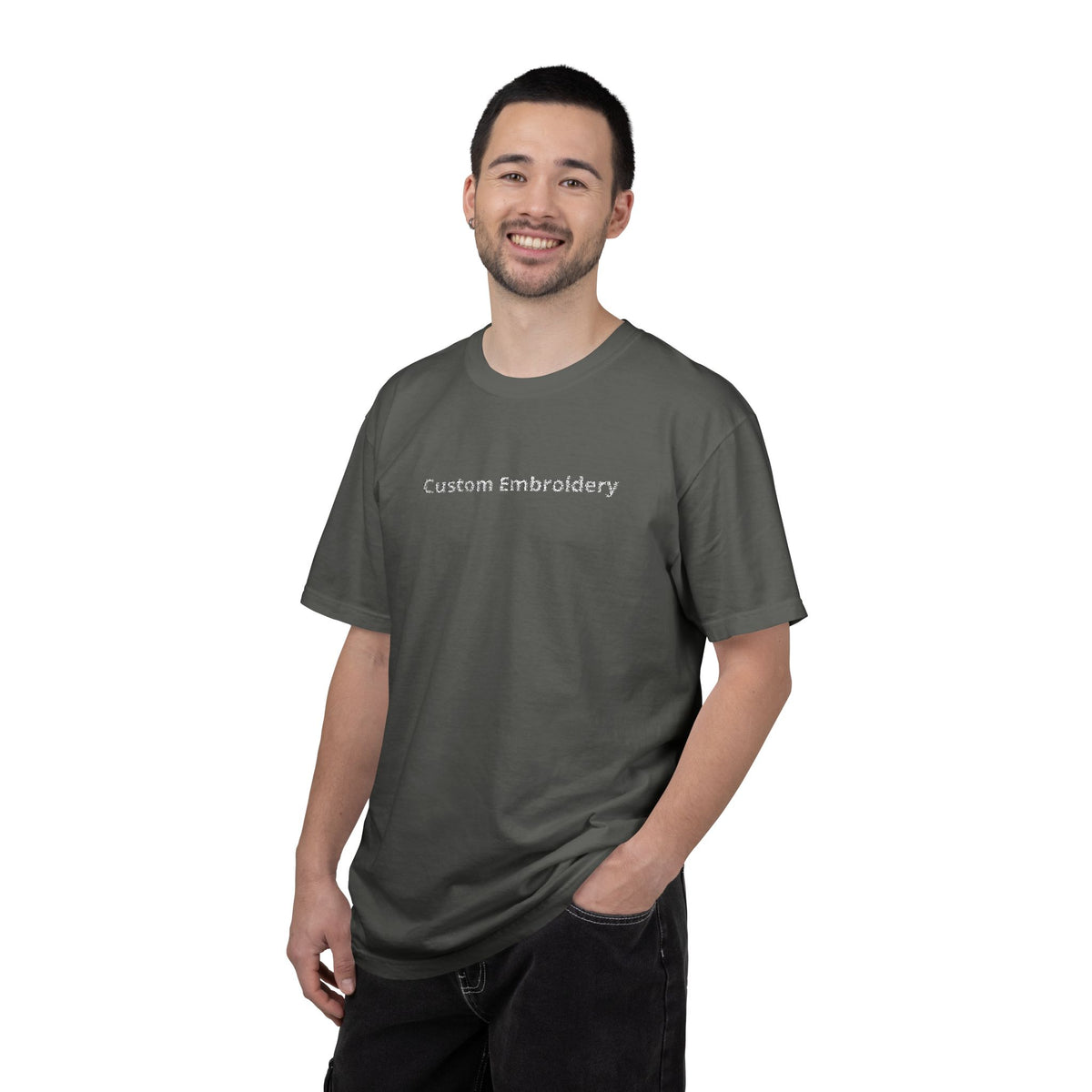 EMBROIDERED Custom Text Comfort Colors Unisex (Dark Colors/Shades) T-Shirt