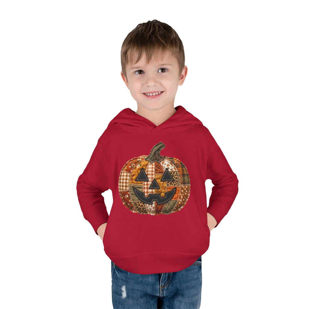 Toddler Halloween Pumpkin Hoodie — Patchwork Jack-O'-Lantern Pullover