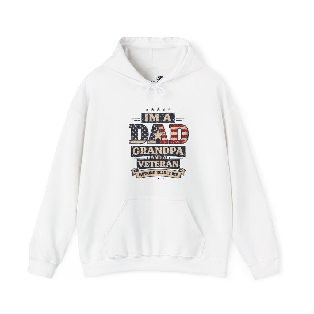 Men's Hoodie — "I'm a Dad, Grandpa & Veteran. Nothing Scares Me."
