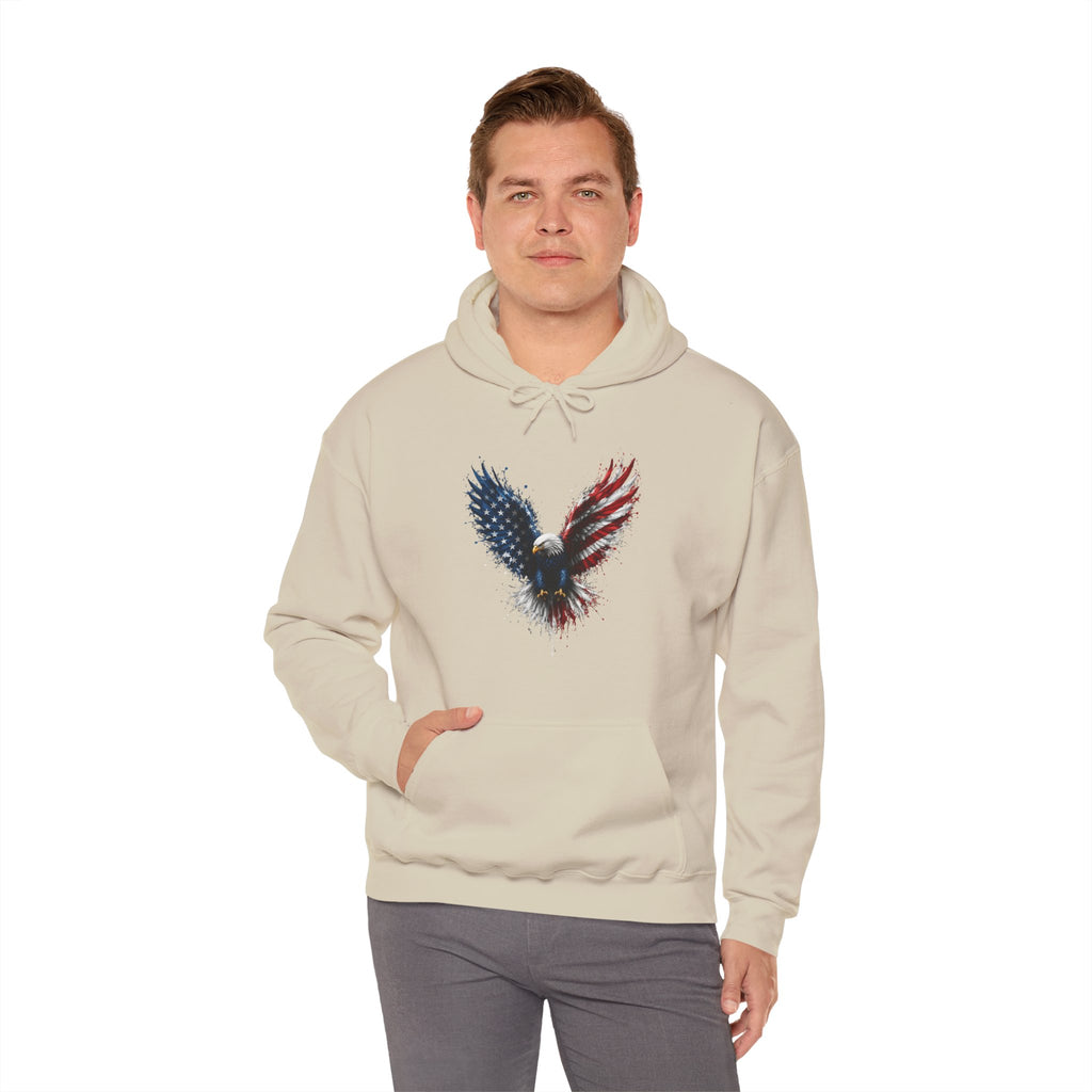 Patriotic American Flag Bald Eagle Graphic - Cozy Hoodie
