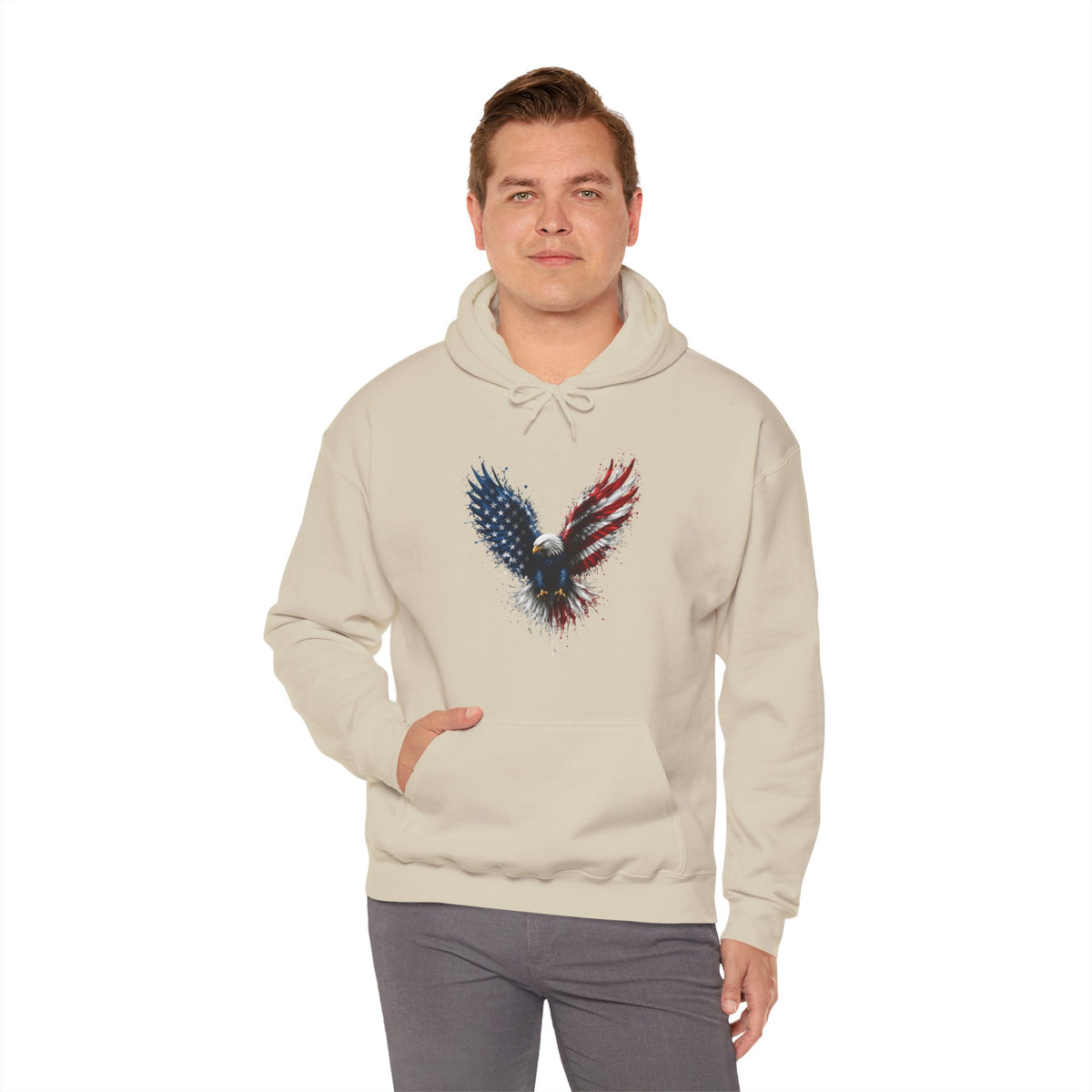 Patriotic American Flag Bald Eagle Graphic - Cozy Hoodie