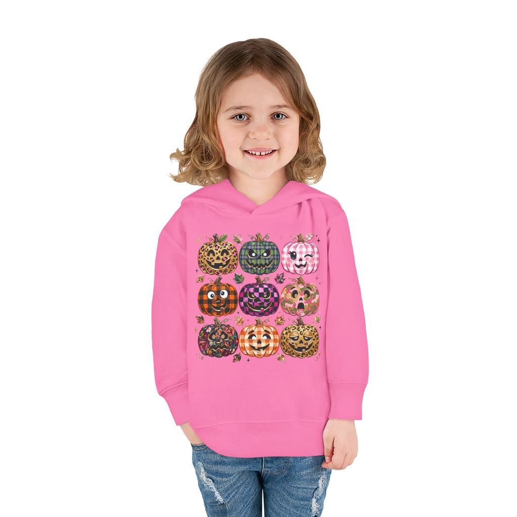 Toddler Halloween Pumpkin Hoodie — Colorful Patterned Jack-O’-Lanterns