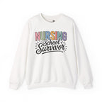 Nursing School Survivor Sweatshirt — Cozy Crewneck for Nursing Students & Graduates