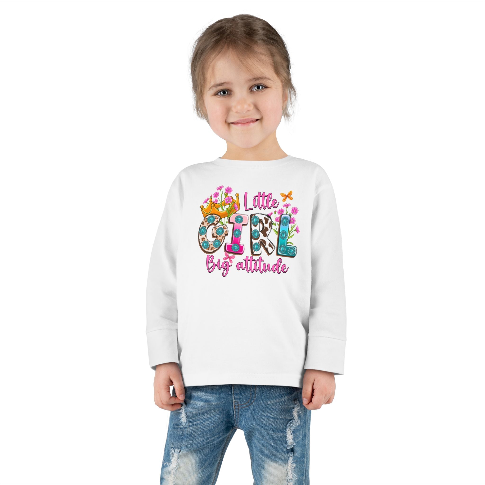 Little Girl Big Attitude — Funny Toddler Girl Long Sleeve Tee