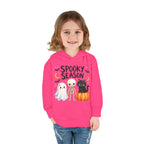 Toddler Hoodie — "Spooky Season" Cute Ghost, Skeleton & Black Cat Halloween Pullover