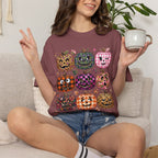 Patterned Comfort Colors Pumpkin Patch T-Shirt — Cute Halloween Jack-O'-Lanterns