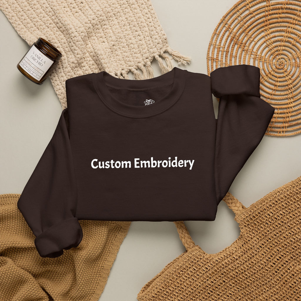 EMBROIDERED Custom Text (Dark Colors/Shades) Pullover Sweatshirts