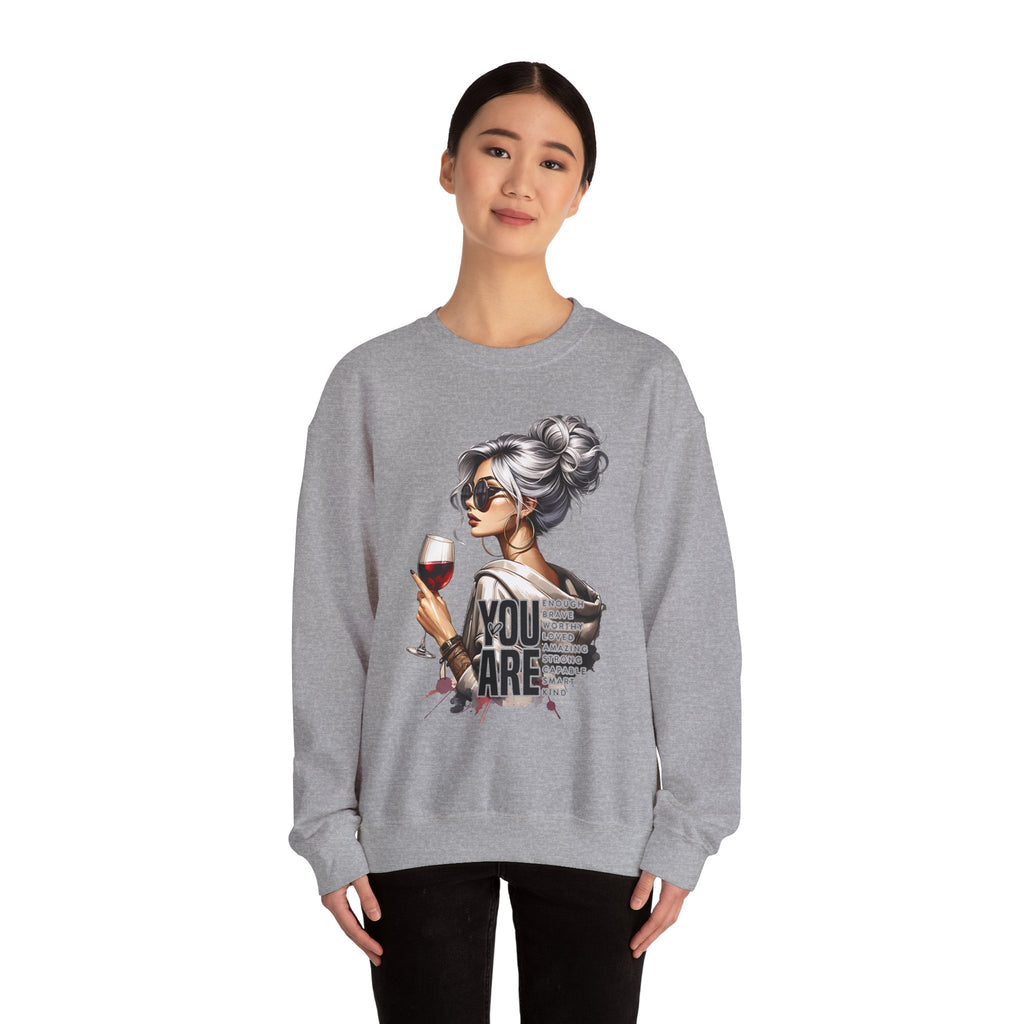 Wine Lover Crewneck Sweatshirt — Chic "You Are" Illustration