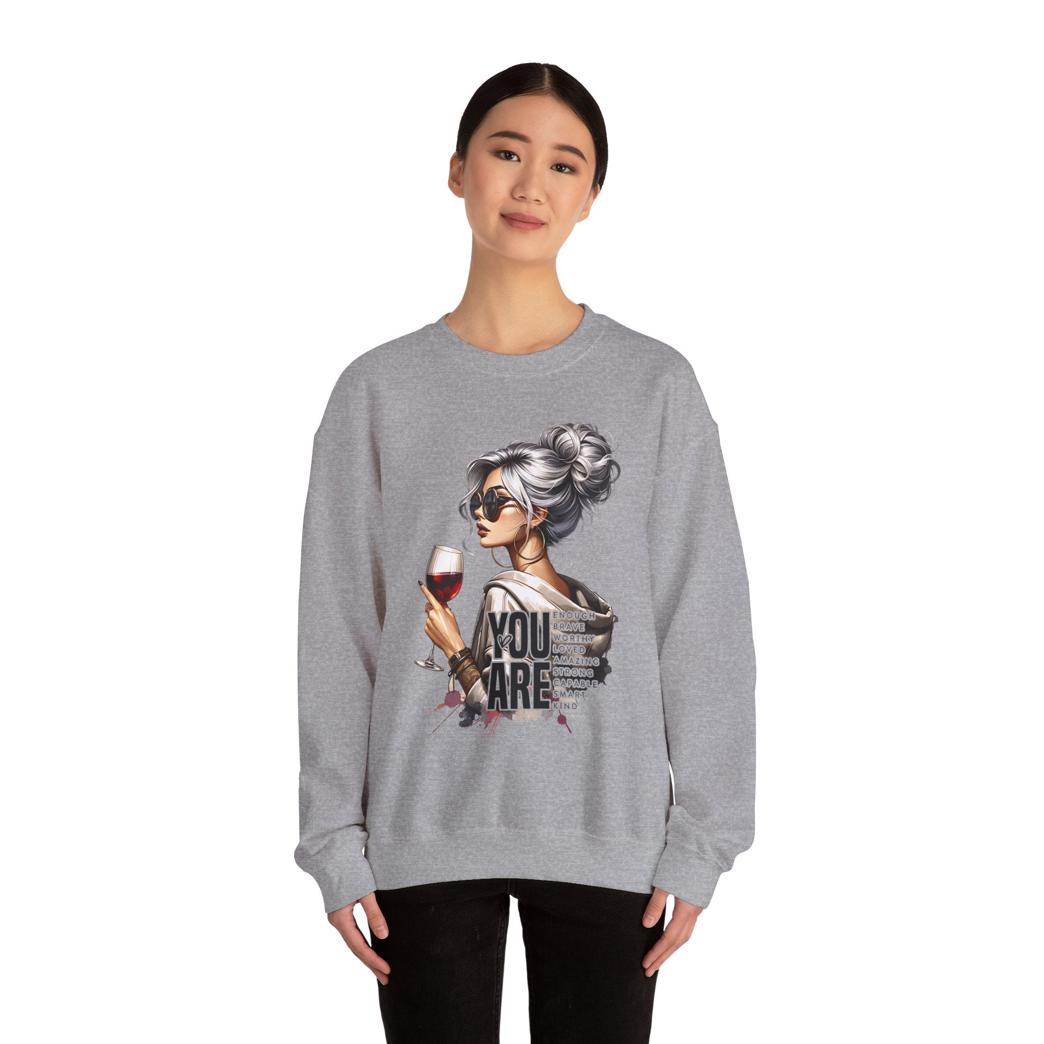 Wine Lover Crewneck Sweatshirt — Chic "You Are" Illustration