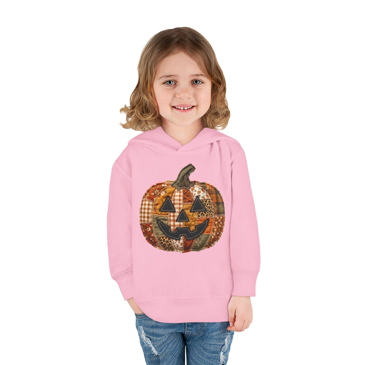Toddler Halloween Pumpkin Hoodie — Patchwork Jack-O'-Lantern Pullover
